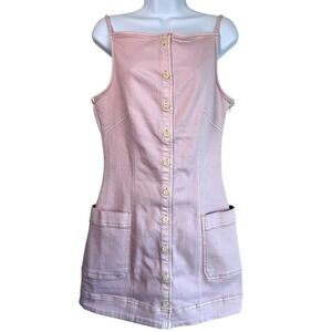 Anthropologie Maeve Square Neck Denim Mini Dress Lilac Sz M Boho Festival Indie